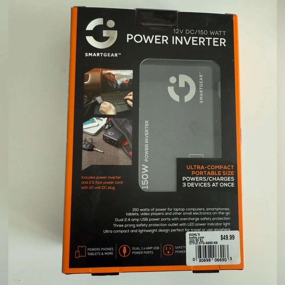 SmartGear‎ 150 Watt Power Inverter 12V DC Dual USB Ports Overcharge Protection